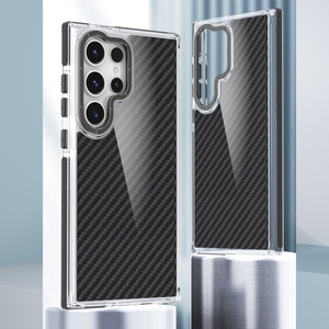 GSCASE Nouveau matériau Fibre de carbone à motifs bicolores <span class=keywords><strong>TPE</strong></span> Clear Hard PC Back Cover Anti Drop Phone Case For Samsung S24 Plus - Product Image 2
