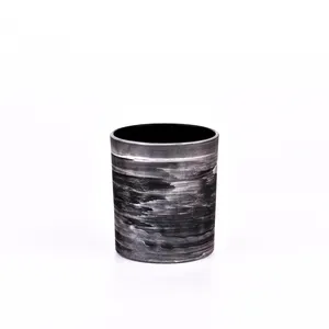 305ml black electroplated silver glass candle jar wholesale