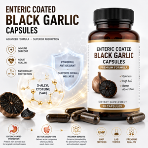Capsules d'<span class=keywords><strong>ail</strong></span> <span class=keywords><strong>noir</strong></span> à enrobage entérique inodores, extrait d'<span class=keywords><strong>ail</strong></span> SAC, soutien immunitaire, meilleure absorption, fournisseur OEM sous marque privée - Product Image 2