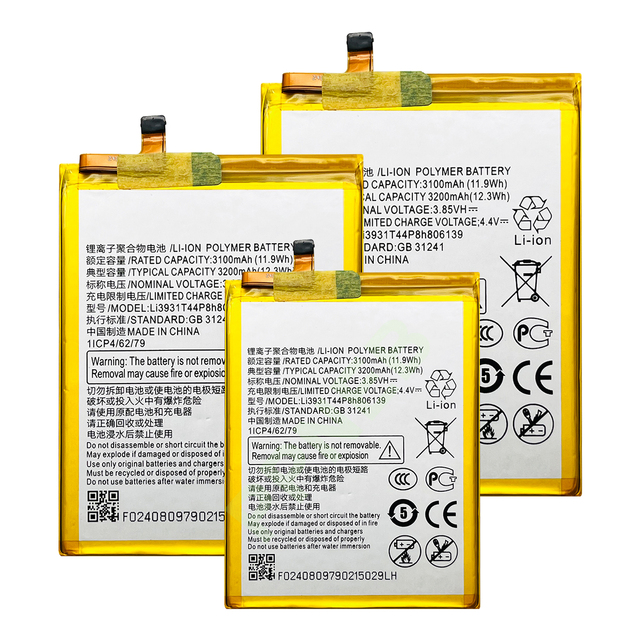 Hot-Selling High-Capacity Li3931T44P8h806139 3100mAh 4.4V a Polymer Battery for ZTE V10 VITA Phones Built-in Battery 18-Month