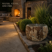 Fontaine d'eau en pierre naturelle, bol en roche traité à la main, kit complet de pompe inclus pour cour, jardin, complexe hôtelier
