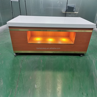 OKEY Station de bar mobile robuste, Station de buffet LED, Comptoir pliant, Table de buffet mobile, Station de buffet mobile pour aliments chauds