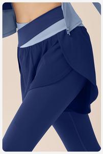 Conjunto de Falda de Yoga de Cintura Alta para Tallas Grandes, Chaqueta, Sujetador, Leggings Largos con Orificios para Pulgares, Diseño Impermeable en 8 Colores - Product Image 6
