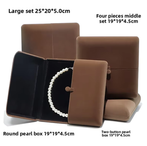 Caja de Joyería Moderna de Terciopelo Cuadrada de Lujo, en Oferta, para Juego de Collar de Perlas, Cadena, Colgante, con Cierre de Botón, en Stock - Product Image 6