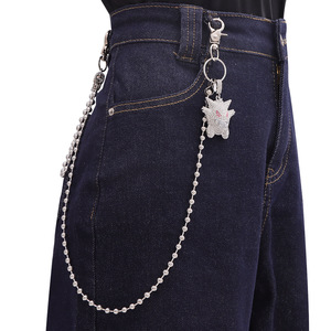 Collar de moda Hip Hop de dibujos animados con colgante de Gengar, cadena de cuentas de una sola capa, plata, aleación de zinc con engaste pavé - Product Image 2