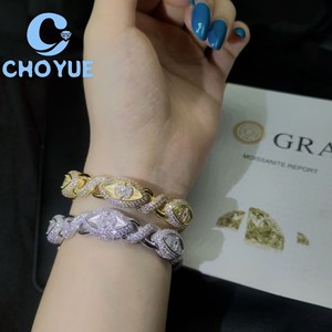 S925 Silver Moissanite Cuban <b>Bracelet</b> Iced Out Marquise Evil Eyes <b>Infinity</b> Design Pass Diamond Tester Hip Hop Jewelry for Men - Product Image 3