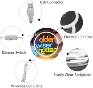 <span class=keywords><strong>USB</strong></span>-powered Đèn Neon vui hạnh phúc sinh nhật trang trí cho womenolder khôn ngoan hơn dấu hiệu nóng Nguồn cung cấp bên dấu hiệu Neon - Product Image 3