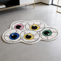Maßgefertigter 3D-Rundteppich mit Niedrigflor für Badezimmer und Wohnzimmer, Geometrische Muster, Badematte, Flächenteppich