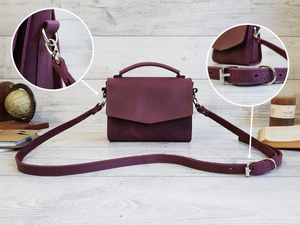 Bolso Bandolera Pequeño de Cuero para Mujer, Bolso de Hombro Morado Hecho a Mano, Bolso Personalizado Bonito, Regalo para Ella - Product Image 4
