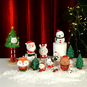 Top Rhyme Christmas Animal Figurines Resin Decorations 3.9in Indoor Desktop <b>Ornaments</b> For Living Room - Product Image 1