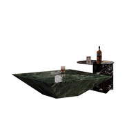 Table basse en marbre naturel de style italien Cammy Stone Emperor avec coins arrondis, design mobile, ensemble complet pour salon