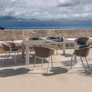 En çok satan yüksek kaliteli ve dayanıklı Rattan açık su geçirmez ve güneş geçirmez masa sandalye seti kahve dükkanları için uygundur - Product Image 1