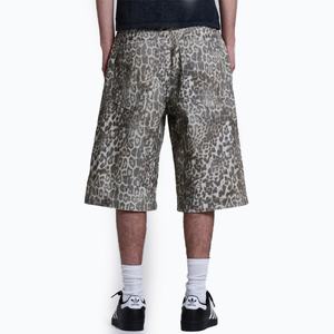 Shorts en jean baggy pour homme, imprimé léopard, délavé, style rétro, longueur genou, tissé, haute qualité, pour l'entraînement, Jorts - Product Image 6