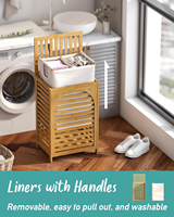 Panier à linge en tissu de bambou imperméable personnalisé avec couvercle, grande capacité durable pour le linge de camping