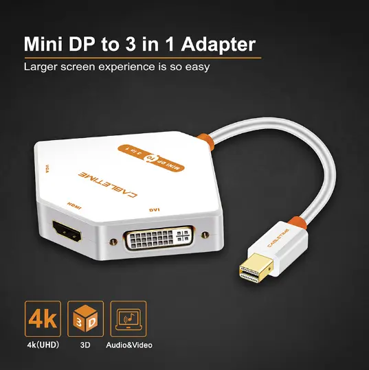 MINI DisplayPort to HDMI+DVI+VGA Adapter for monitor projector LCD MacBook Pro Air C069