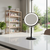 Miroir de maquillage rond éclairé par LED, rechargeable par USB, miroir de vanité de bureau intelligent, logo personnalisé, miroir rotatif à 360 degrés
