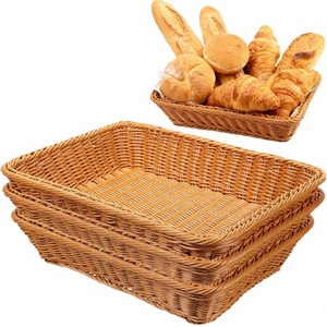 Panier de rangement en rotin plastique PP tissé à la main, design flexible, pour la cuisine, les légumes, les fruits, le pain, la boulangerie et l'affichage en supermarché - Product Image 3