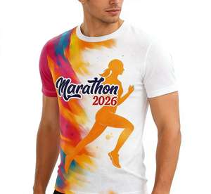 เสื้อวิ่งถักแบบสั่งทำพร้อมโลโก้ OEM ขายส่ง เสื้อยืดวิ่งมาราธอนแบบแห้งเร็ว พิมพ์ลายด้วยเทคนิค Discharge สำหรับกิจกรรมทีม ชมรม และโปรโมชั่น - Product Image 1