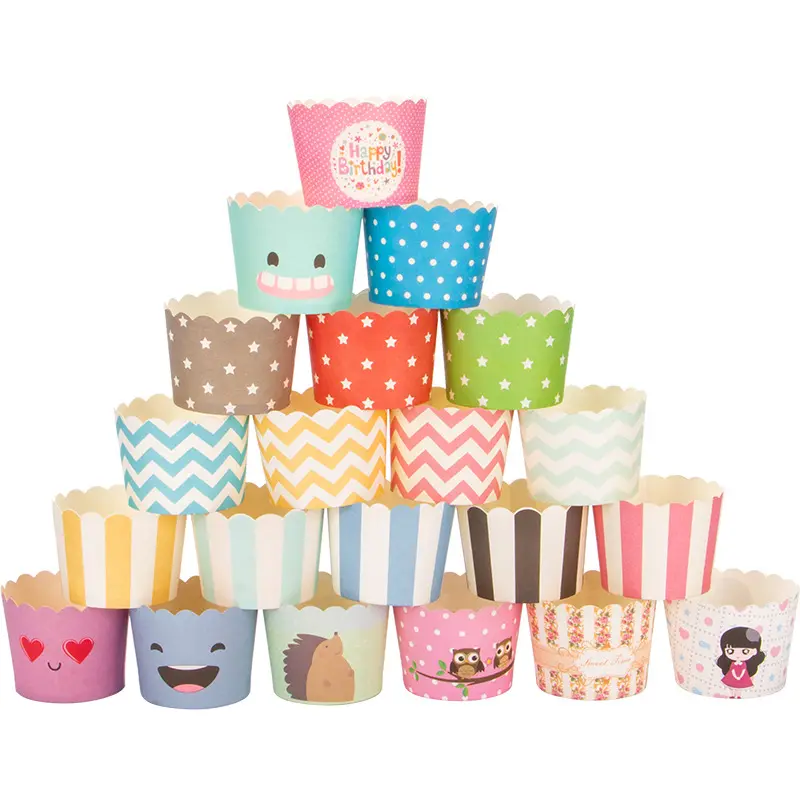 50Pcs Muffin Cupcake Paper Cups Cupcake Liner Baking Muffin Box Cup Case Birthday Party Cake Tray