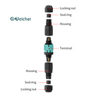 Connecteur d'éclairage LED étanche IP68 E-Weichat M15 2P 3P 4P 10A, fiche mâle et femelle à verrouillage par poussée