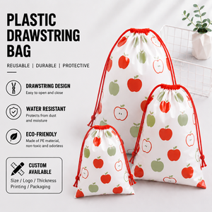 Wholesale Factory Plastic Drawstring Bag <b>PE</b> Packaging Easy to Open Reusable Drawstring Bag - Product Image 1