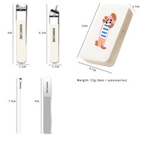 Ensemble de manucure professionnel en acier inoxydable 4 pièces avec motif de teckel mignon, boîte blanche, kit de coupe-ongles portable