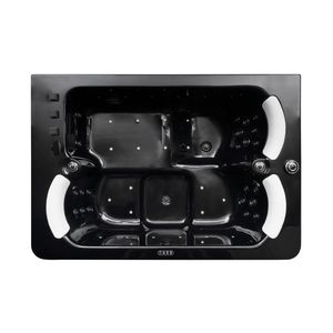 Baignoire autoportante moderne en acrylique rectangulaire noir et blanc avec fonction de massage par hydrojets pour salle de bain intérieure/extérieure - Product Image 3