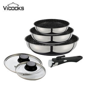 Chảo Lớn 30Cm Dụng Cụ Nấu Nướng Không Dính Chảo <span class=keywords><strong>Pizza</strong></span> Bằng Thép Không Gỉ Có Tay Cầm Tháo Rời - Product Image 5