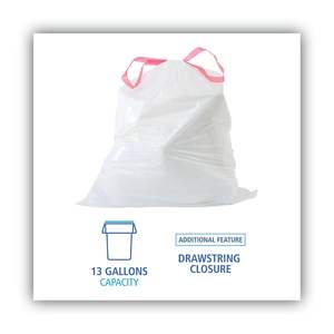 Sacs poubelles ménagers Boardwalk 13 Gallons 0.80 Mil très résistants pour cuisine, avec cordon de serrage, 24'' x 28'' - Product Image 5