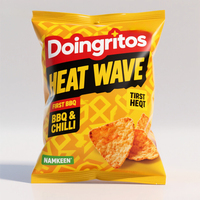 Emballage alimentaire personnalisé à scellage arrière en plastique pour snacks, chips, pop-corn, emballage sûr pour snacks croustillants