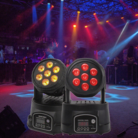 Super Shehds Lyre Wash 7x18W Mini Moving Head LED Par Light RGBWA UV 6-en-1 pour Fêtes, Mariages et Scènes DJ