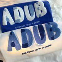 T-shirts personnalisés 2024 à col rond, broderie chenille, logo brodé, impression en relief, style hip-hop, coupe oversize, faible MOQ