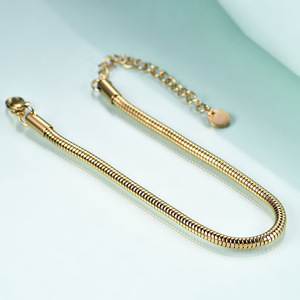 Pulsera de Cadena de Serpiente Redonda de 3 mm, Chapada en Oro de 18 Quilates, Acero Inoxidable, Joyería Unisex, Pulsera de Moda - Product Image 4