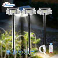 Lampes solaires de jardin à LED Solarup à 3 têtes avec télécommande et détecteur de mouvement, étanches IP65, rechargeables, pour extérieur, à monter sur poteau de pelouse