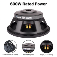 Subwoofer professionnel de 15 pouces, 600 W RMS, haut-parleur PA, bobine vocale de 100 mm, aimant de 250 mm pour système de sonorisation de scène