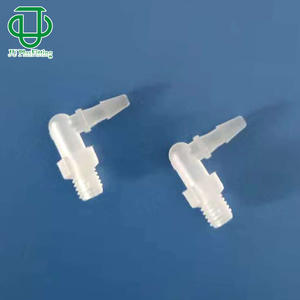 Conector de manguera de plástico transparente con rosca macho M5 tipo codo JU Plas Fitting para tubos flexibles de goma de 1.6-4.8 mm - Product Image 1