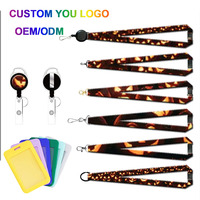 Ensembles de cordons rétractables et porte-cartes personnalisés Halloween avec logos imprimés en couleur par transfert thermique, style dessin animé, souples