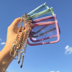 <span class=keywords><strong>Portamonete</strong></span> Trasparente in PVC Impermeabile con Cerniera e Gancio, Mini Portafoglio Portachiavi per Donne e Bambini - Product Image 2