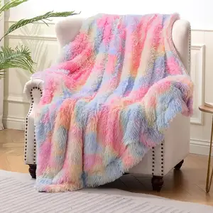 Wholesale Faux Fur Cover Blanket Soft fluffy Sherpa cashmere and wool blanket machine washable cover blanket