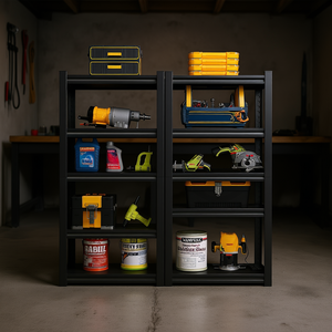 Étagères de rangement en métal noir robustes, 63 pouces de hauteur, 5 niveaux, capacité de 2000 livres, étagère industrielle pour garage, utilitaire, organisation d'outils - Product Image 2