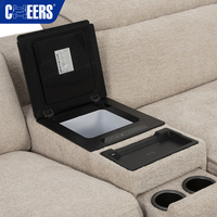 Canapé d'angle inclinable en forme de L MANWAH CHEERS avec système audio immersif 3D, revêtement en tissu électrique, pour home cinéma