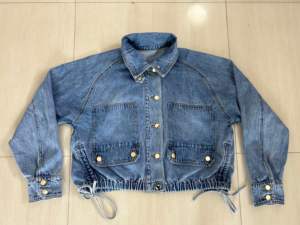 Poche boutonnée Denim vestes d'extérieur fille court ourlet élastique veste vêtements quotidiens pour femmes vestes - Product Image 3