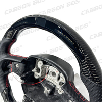 Volant sport en cuir perforé en fibre de carbone noir de style basique avec LED, adapté aux Dodge SRT Challenger Hellcat Durango