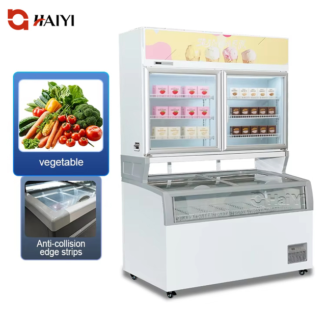 Commercial Glass Door Freezers Refrigeration Showcase Refrigerator Combined Type Display Freezer