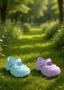 Sabots plateforme avec perles style Mary Jane pour femmes et filles, été, souples, légers, bout fermé, dessus en plastique, semelle intermédiaire en EVA - Product Image 2