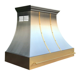 Tùy Chỉnh Sang Trọng Chải Thép Không Gỉ Phạm Vi Mui Xe Với Rắn Brass Dây Đeo Nồi Đường Sắt Thủ Công Wall Mount Thiết Kế Nhà Bếp Tán - Product Image 6