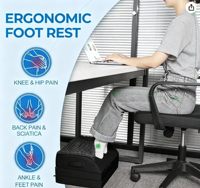 Repose-pieds ergonomique réglable en mousse à mémoire de forme, coussin de soutien pour les pieds sous le bureau, à la maison, au bureau, en avion, en voyage
