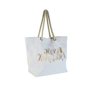 Bolsos casuales de estilo pijo para niñas, bolso de playa de viaje al aire libre con cremallera, bolso de mano con cordón de algodón - Product Image 3