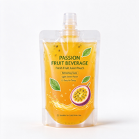 Pochette transparente à bec verseur pour jus de fruit de la passion avec bouchon à vis pour boissons froides et smoothies