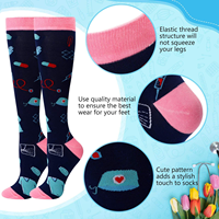 Chaussettes de compression colorées pour femmes, en polyester et coton, pour le sport, les médecins et les infirmières
